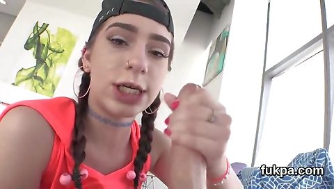 Hot babe fucked by a huge cock