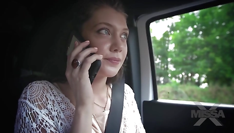 Sexy young brunette hair with her boyfriend