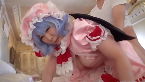 Short haired slut and fucked by a dildo